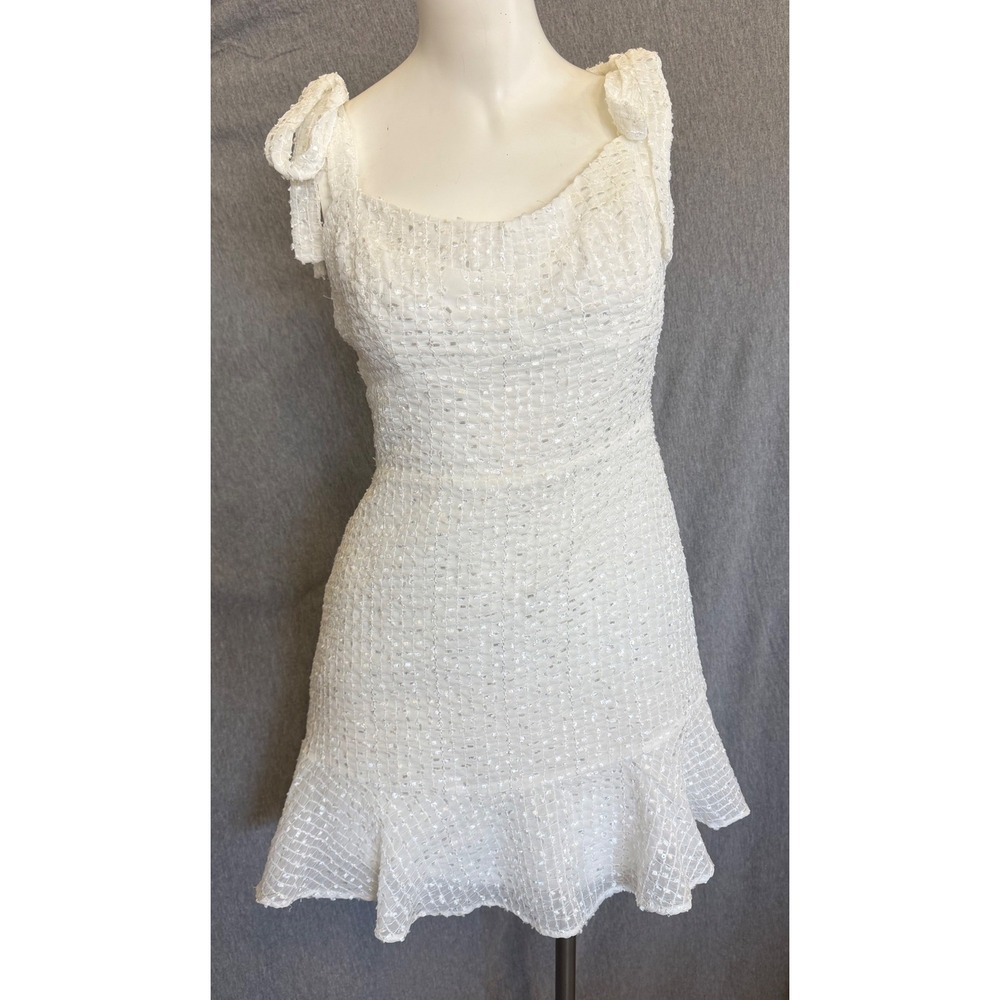 Cotton Candy LA Mini Dress White Sequin Ruffle Coquette‎ Bridal Women Large